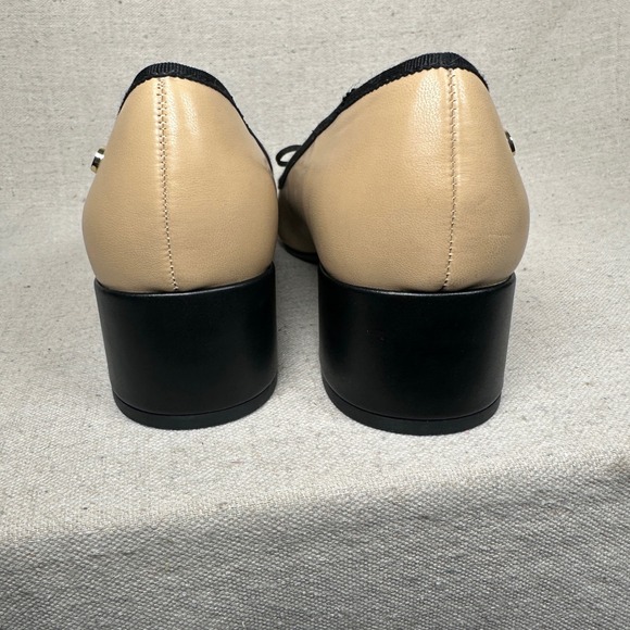Liz Claiborne Fredson Womens 9M Tan Black Cap Toe Block Heel Pumps Memory Foam - Picture 3 of 8